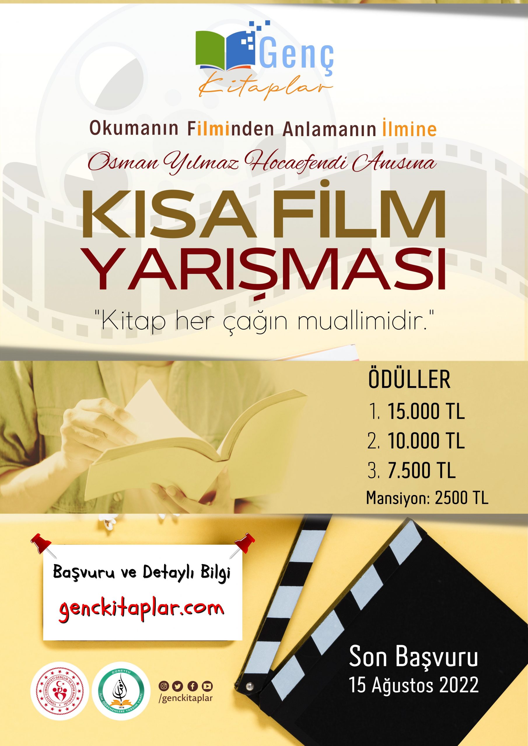 ”Genç Kitaplar” Projesi Kapsamında Düzenlenen ” Okumanın Filminden, Anlamanın İlmine ” Konulu Kısa Film Yarışması Başvuruları Devam Ediyor ! duyuru görseli