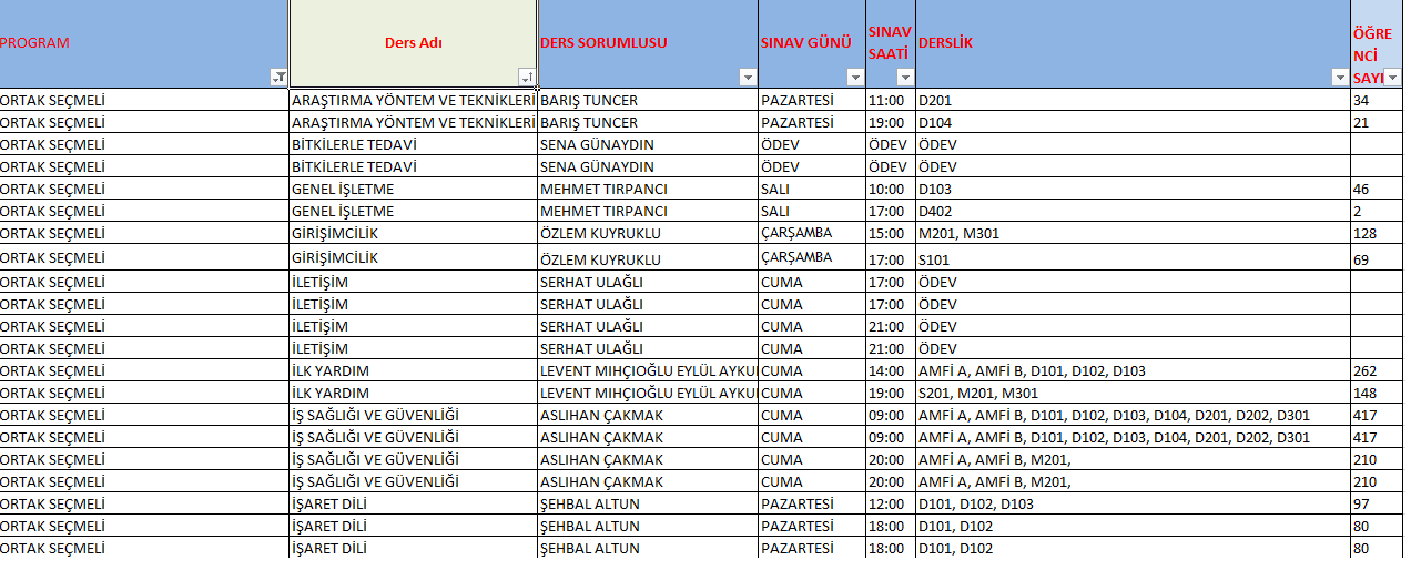 Ara Sınav Programı Açıklandı duyuru görseli