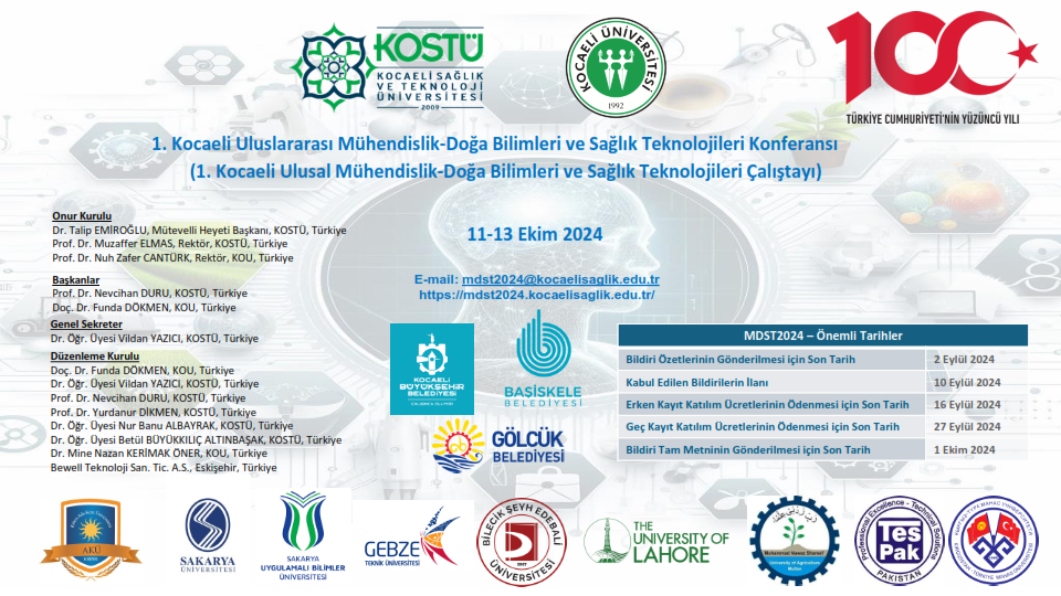 1. Kocaeli Uluslararası Mühendislik-Doğa Bilimleri ve Sağlık Teknolojileri Konferans Duyurusu duyuru görseli