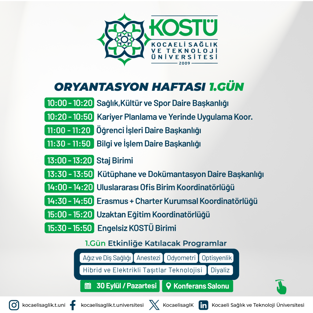 2024 – 2025 Güz Dönemi Oryantasyon Haftası Başlıyor ! duyuru görseli
